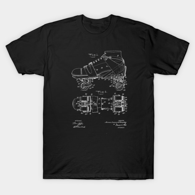 Roller Skate Vintage Patent Drawing T-Shirt by TheYoungDesigns